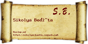 Sikolya Beáta névjegykártya